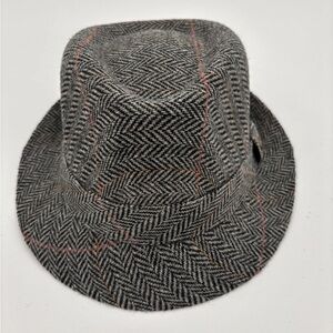 Epoch Wool Fedora In Grey Herringbone Size S/M Small Medium